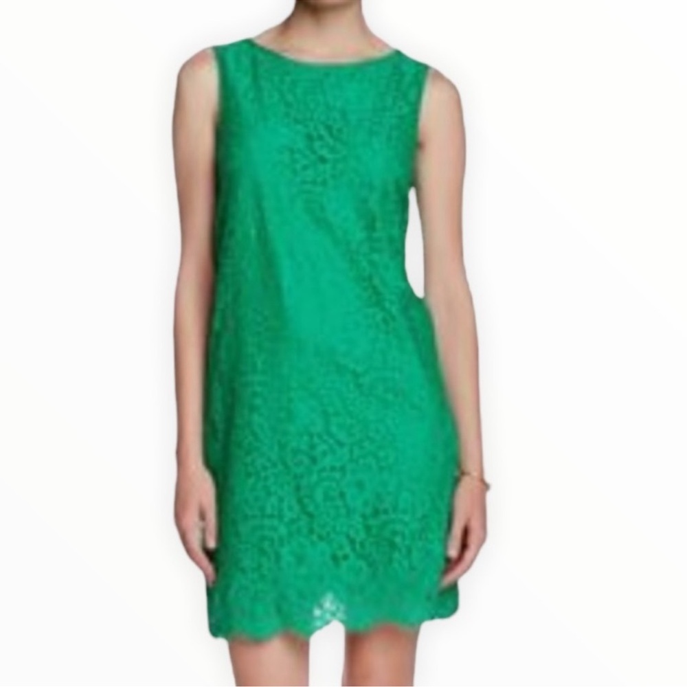 Max Studio Emerald Green Lace Sleeveless Shift Dress Women’s Medium